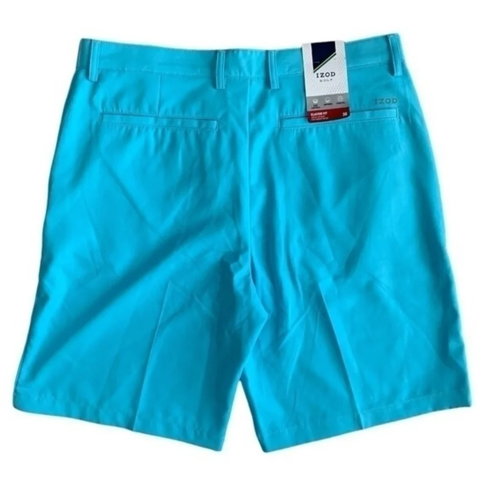 IZOD Men's Classic Fit Golf Shorts 36 Teal Blue 10